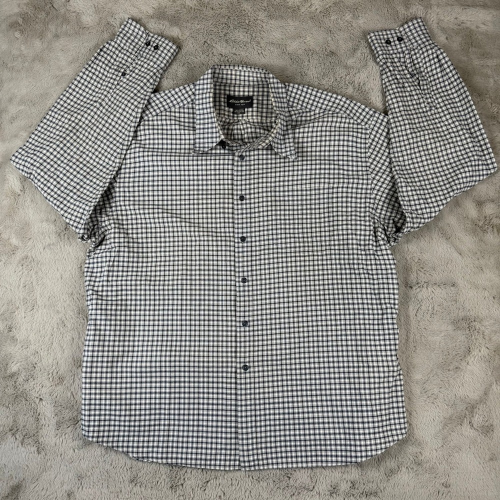 Eddie Bauer Plaid Button Down Shirt‎ Long Sleeve Cotton Tall XXL Career Outside